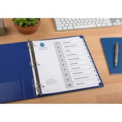 Dividers|Avery Ready Index Table of Contents Paper Dividers, 1-10 Tabs, White (11134)