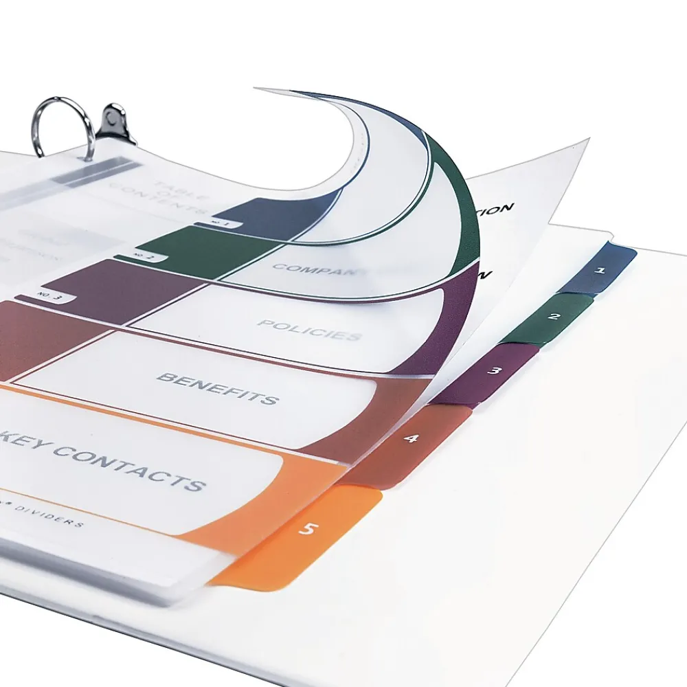 Dividers|Avery Ready Index Table of Contents Plastic Dividers, 1-5 Tabs, Multicolor (11816)