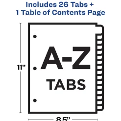 Dividers|Avery Ready Index Table of Contents EcoFriendly Paper Dividers, A-Z Tabs, Multicolor (11085)