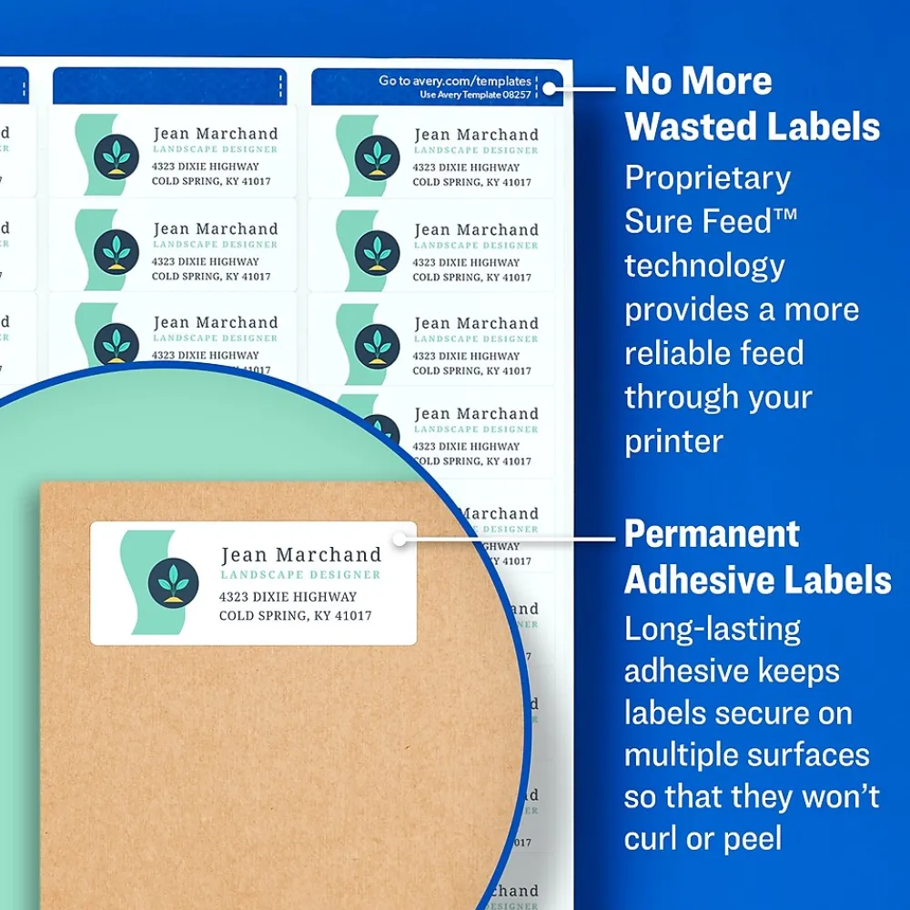 Outlet Avery Sure Feed Inkjet Return Address Labels, 3/4" x 2-1/4", 600 Labels/Pack (8257)