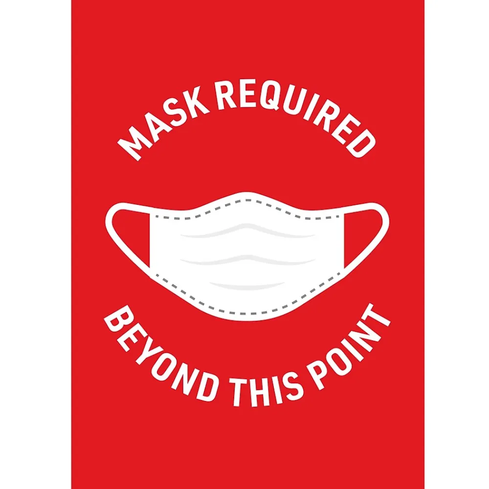 Avery Surface Safe "Mask Required Beyond This Point" Preprinted Wall Decals, 7" x 10", Red/White, 5 Pack (83177)