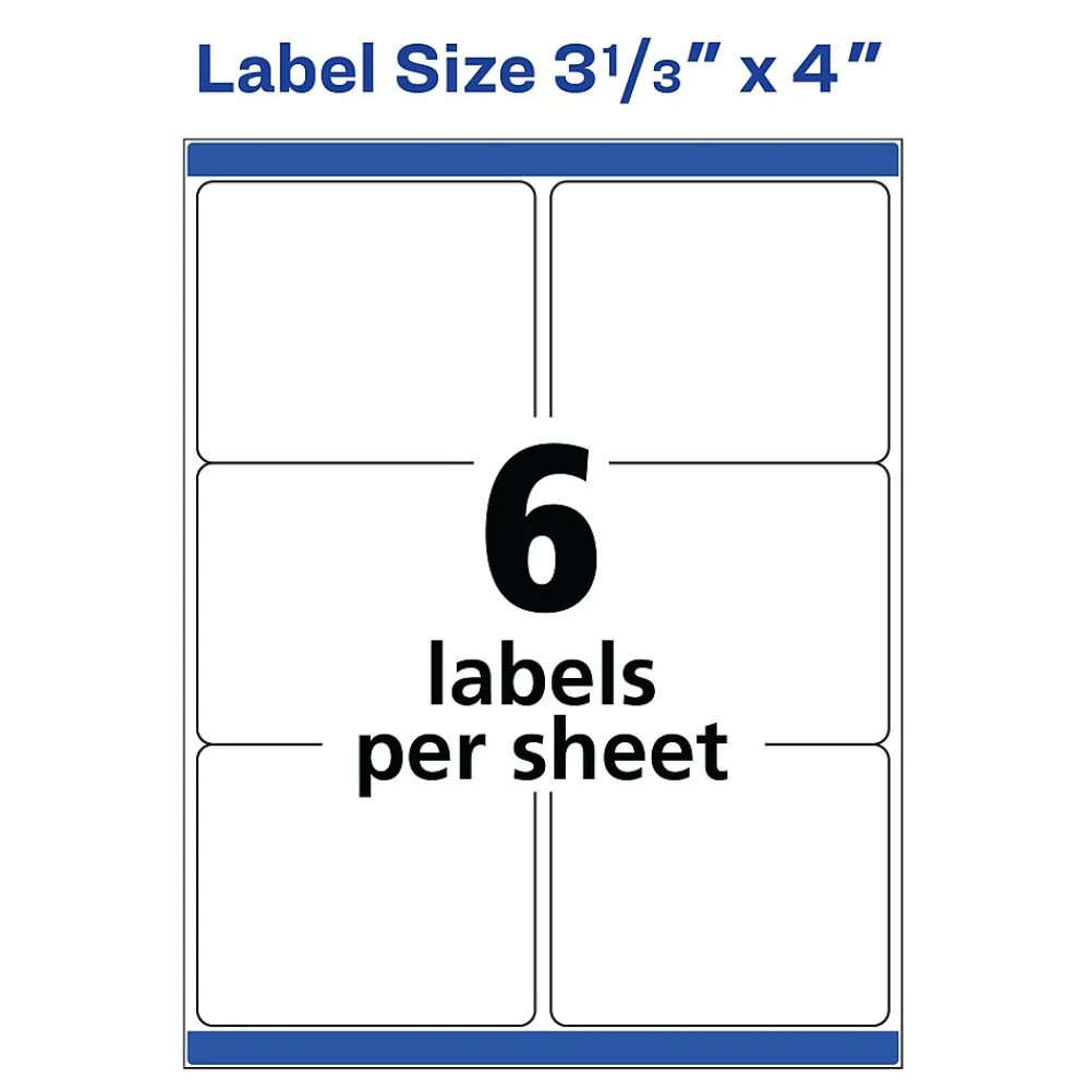 Avery TrueBlock Inkjet Shipping Labels, 3-1/3" x 4", White, 150 Labels/Pack (8164)