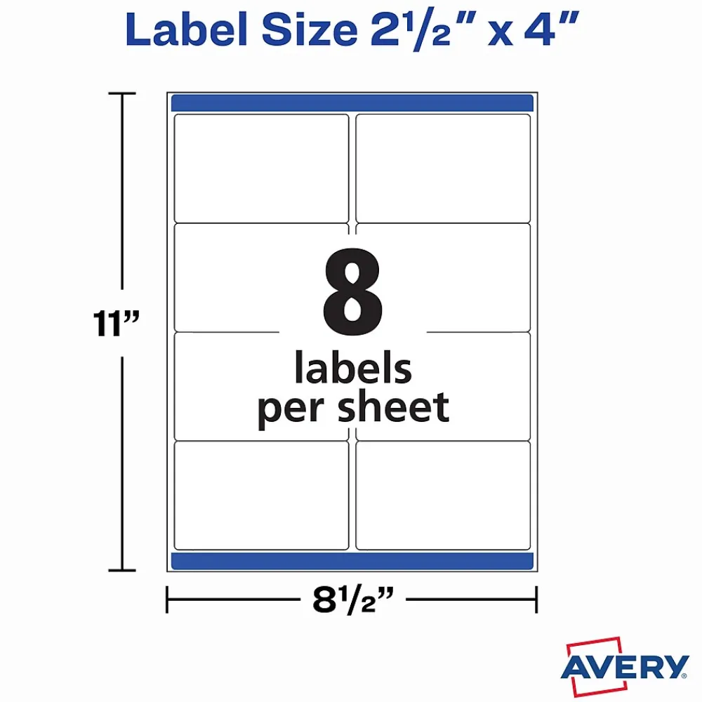 Online Avery TrueBlock Laser Shipping Labels, 2-1/2" x 4", White, 200 Labels/Pack (5816)