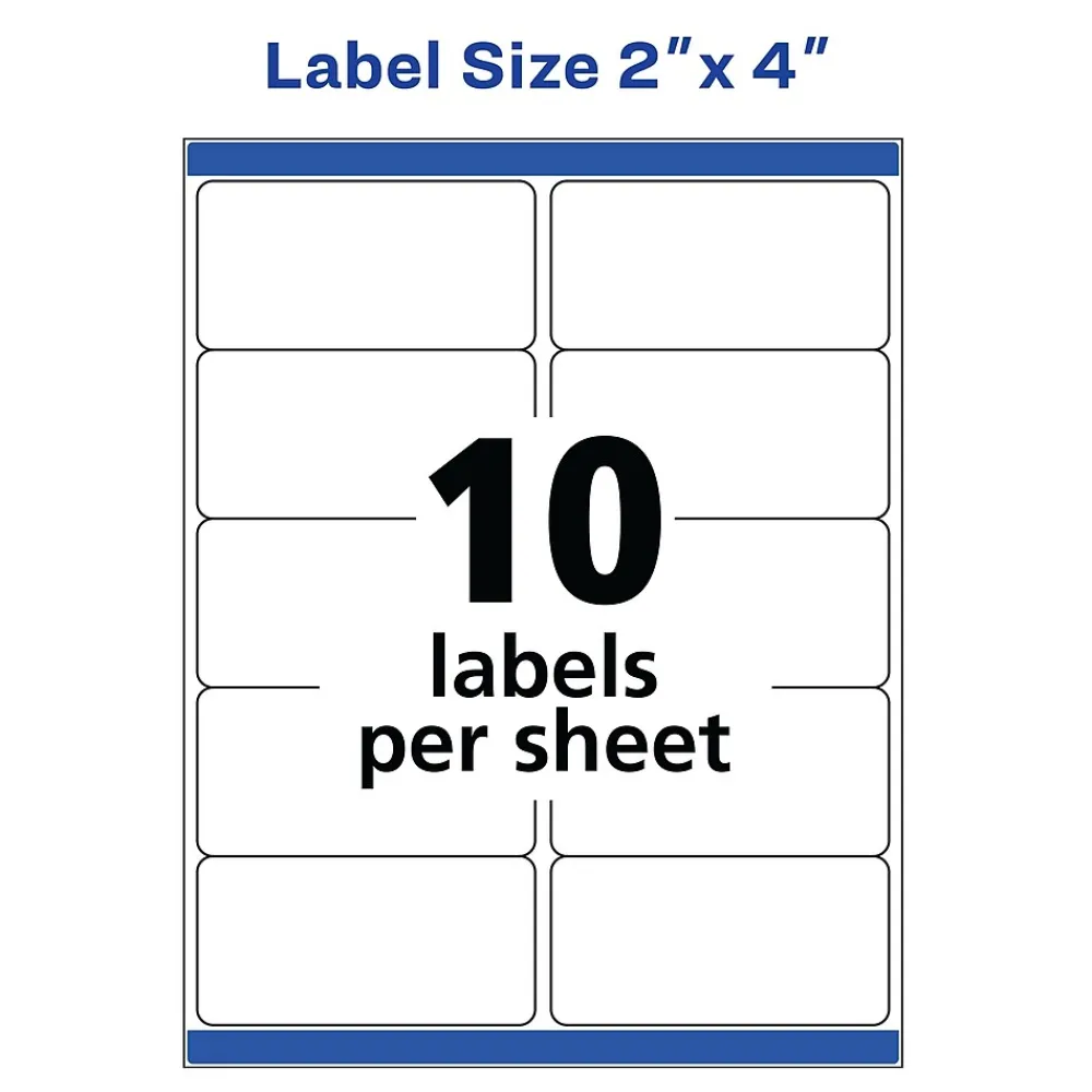 Online Avery TrueBlock Laser Shipping Labels, 2" x 4", White, 250 Labels/Pack (5263)