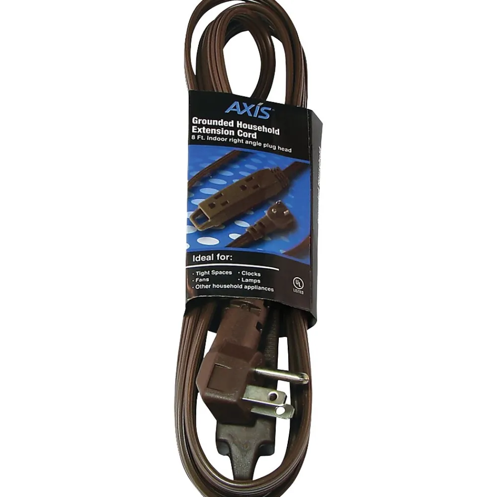 Axis 8' Extension Cord, 3-Outlet, Brown (KIT45504)