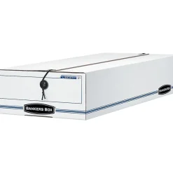 File Storage|Bankers Box® LIBERTY® Check and form Boxes, Checks, Stacking Strength 500 lb., White/Blue, 4"H x 9"W x 23"D 12/CT