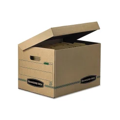 File Storage|Bankers Box® Bankers Box Systematic 100% Recycled Corrugated File Storage Boxes, Flip-Top Lid, Letter/Legal Size, Brown, 12/Carton (12772)