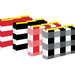 File Folders|Barker Creek Buffalo Plaid & Wide Stripes File Folder, 1/3-Cut Tab, Letter Size, Assorted, 12/Pack (2011)