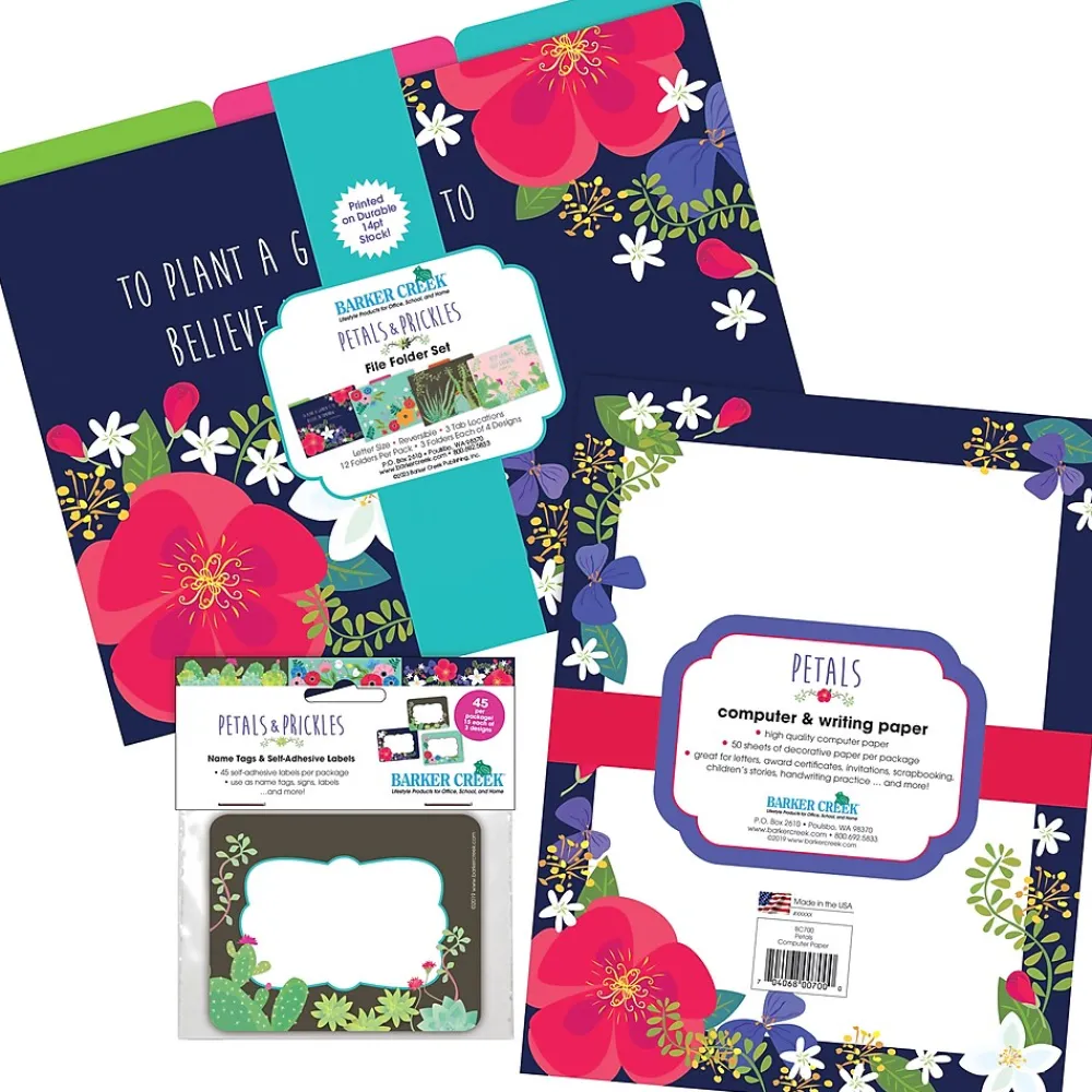 File Folders|Barker Creek Get Organized File Folder Set, 1/3-Cut Tab, Letter Size, Petals, 107/Set (143)