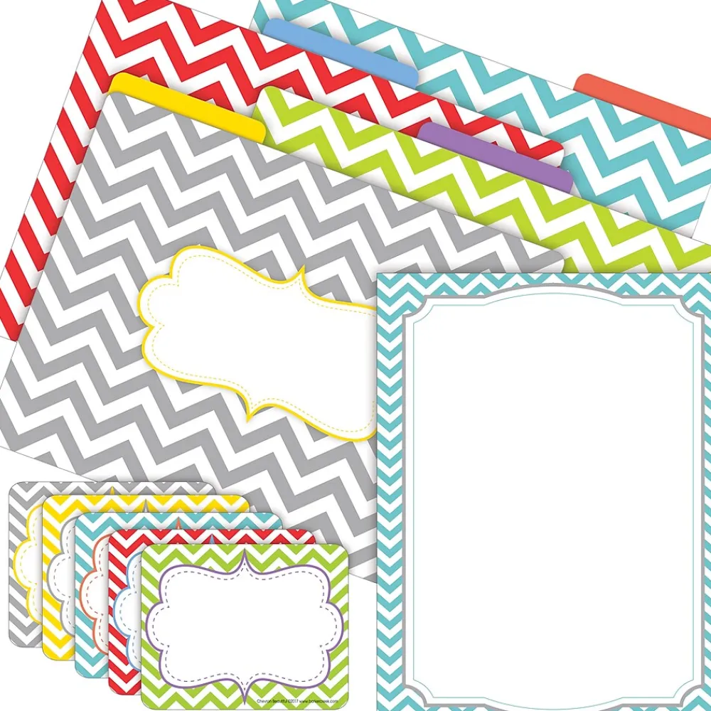 File Folders|Barker Creek Get Organized Beautiful Chevron File Folders, 1/3-Cut Tab, Letter Size, Assorted, 107/Set (137)