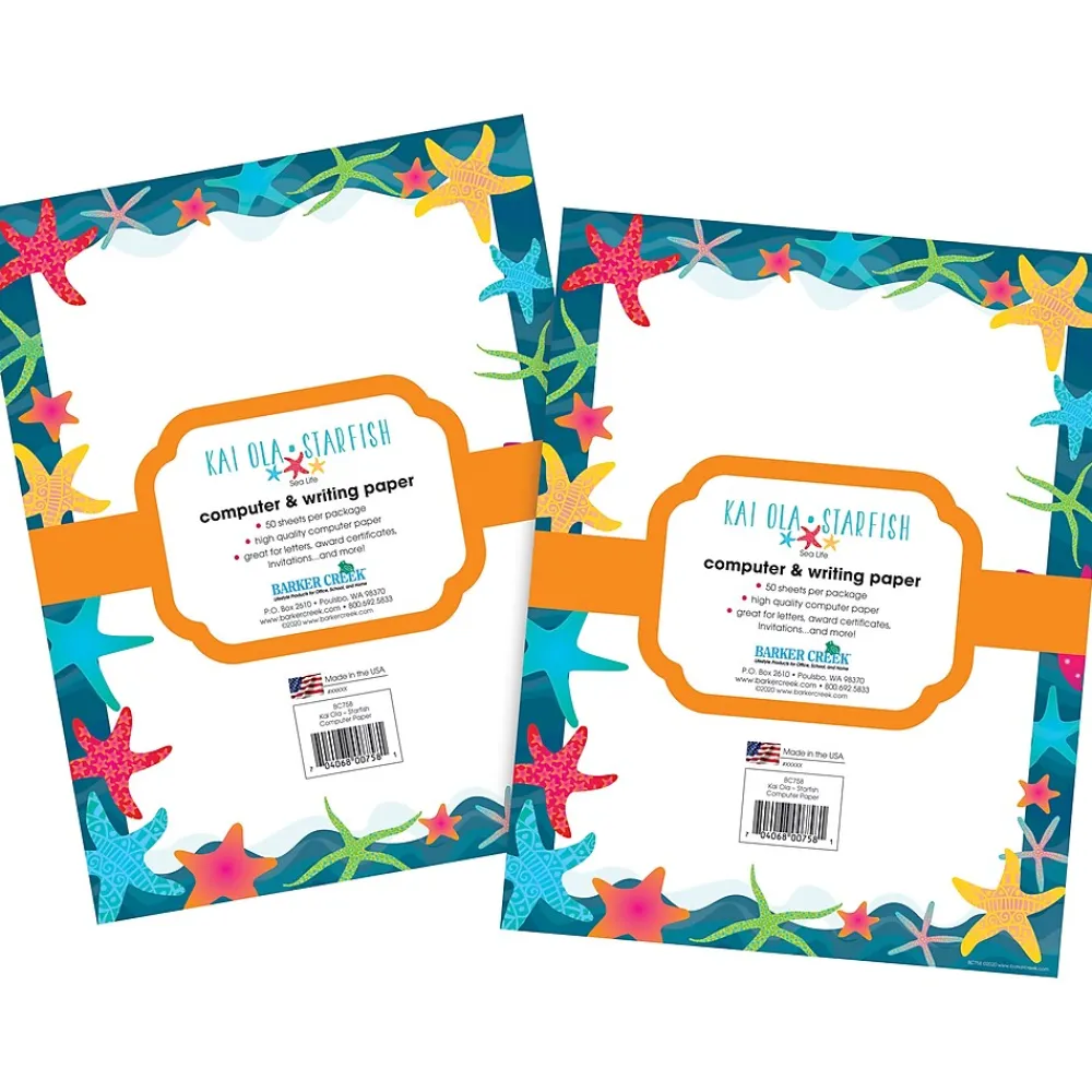 Classroom Paper*Barker Creek Kai Ola Starfish Computer Paper Pack, 100 Sheets/Set (4203)