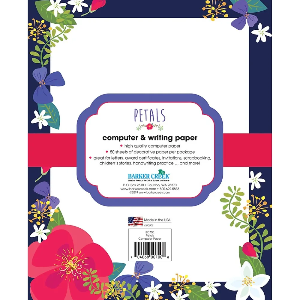 Classroom Paper*Barker Creek Petals Computer Paper, 8 ½” x 11", 50 Sheets/Pack (BC700)
