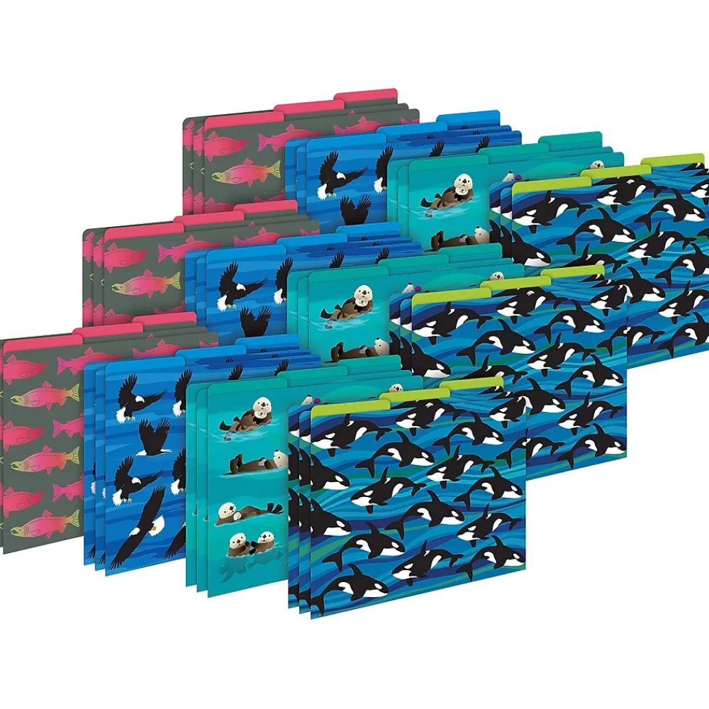 File Folders|Barker Creek Sea & Sky File Folder, 1/3-Cut Tab, Letter Size, Assorted, 36/Set (4405)
