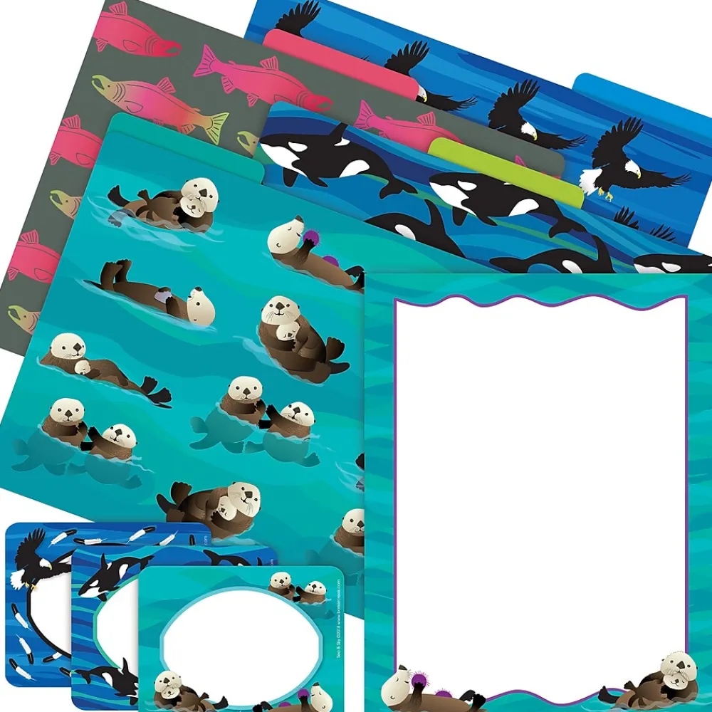 File Folders|Barker Creek Sea & Sky Otters File Folder, 1/3-Cut Tab, Letter Size, Assorted, 107/Set (146)