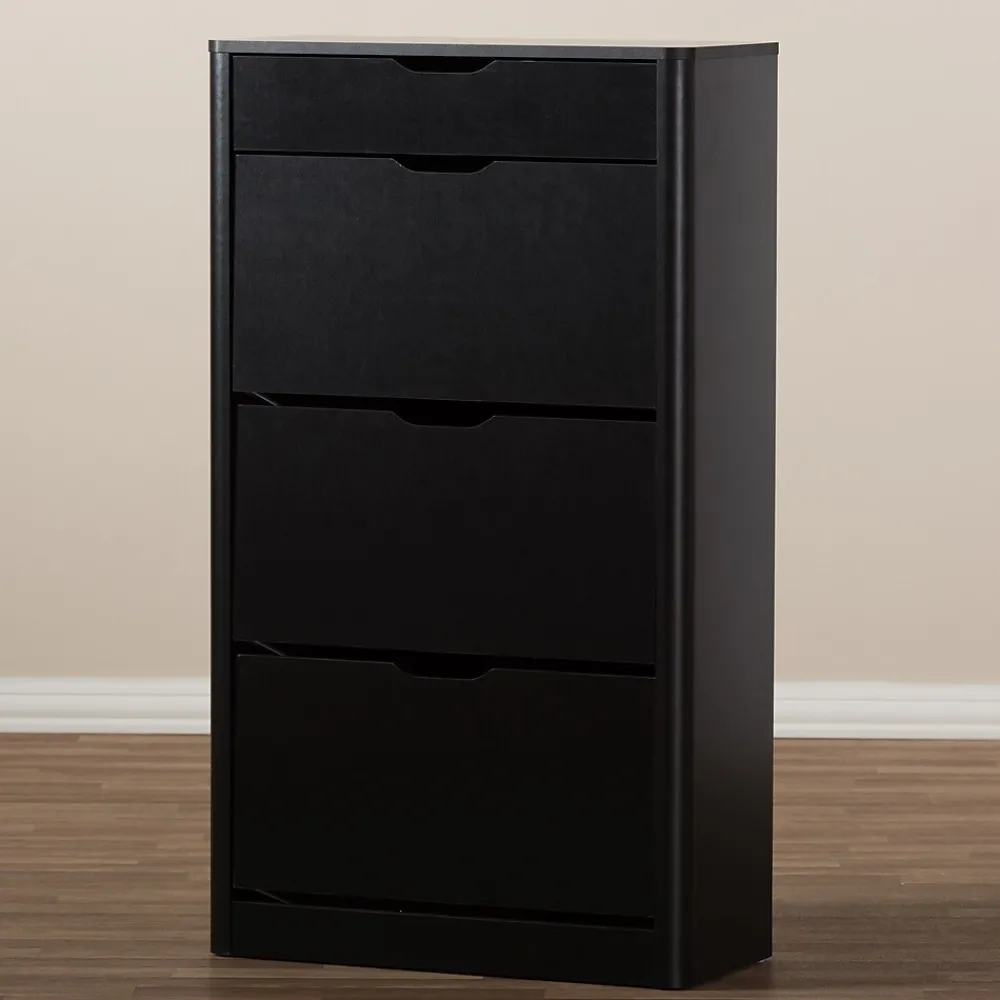 Storage Cabinets*Baxton Studio Cayla 47" High Shoe Cabinet, Black (2633-7712-STPL)