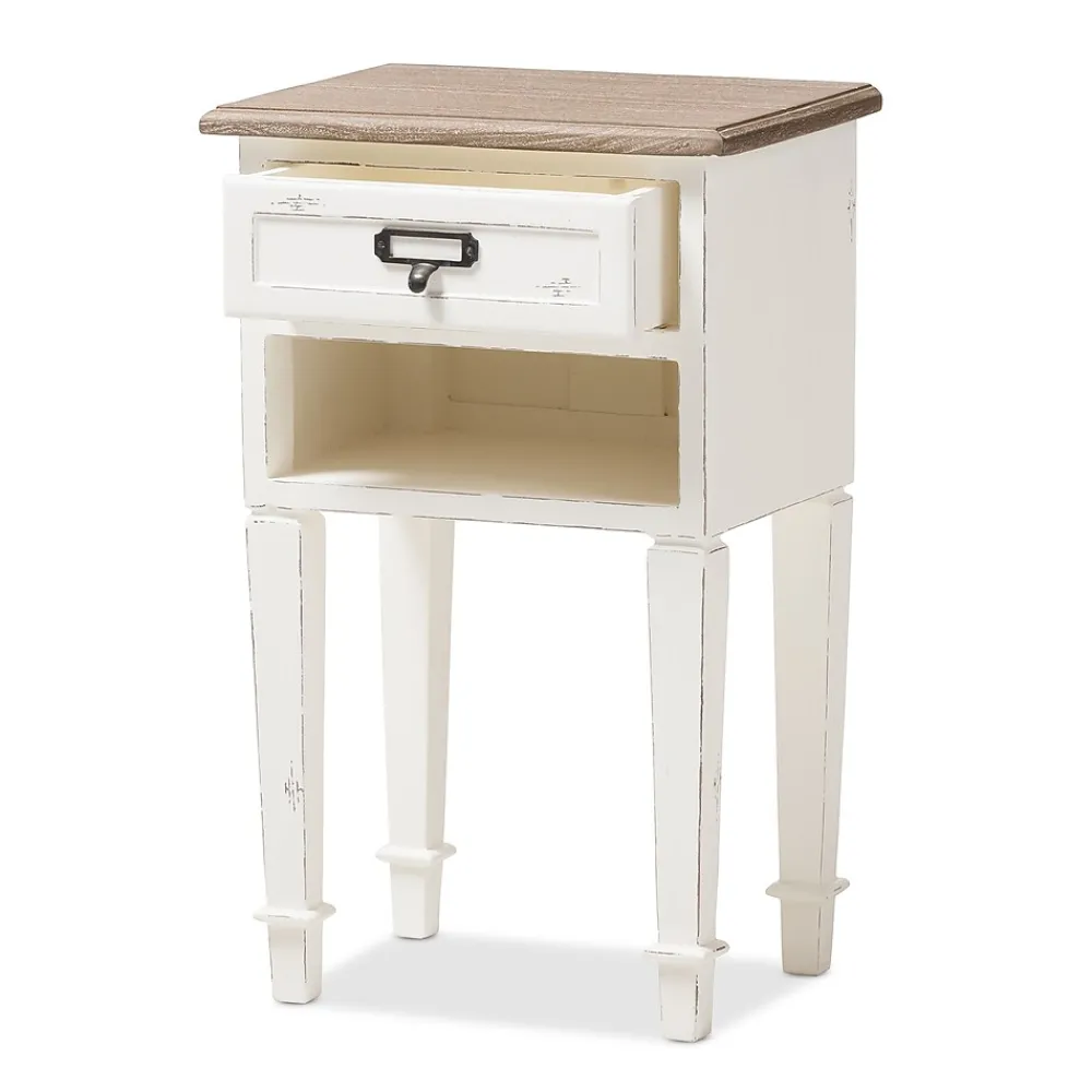 Storage Cabinets*Baxton Studio Dauphine 26" High 1-Drawer Nightstand, White (2633-7575-STPL)
