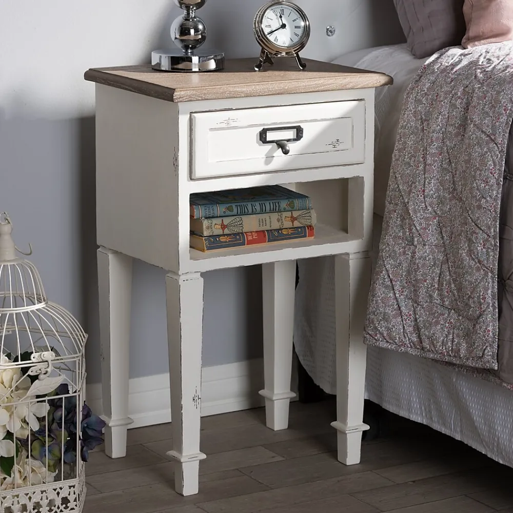 Storage Cabinets*Baxton Studio Dauphine 26" High 1-Drawer Nightstand, White (2633-7575-STPL)