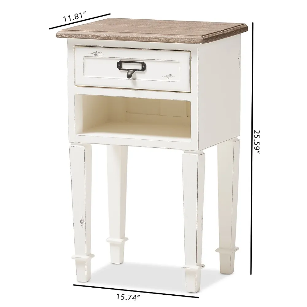 Storage Cabinets*Baxton Studio Dauphine 26" High 1-Drawer Nightstand, White (2633-7575-STPL)