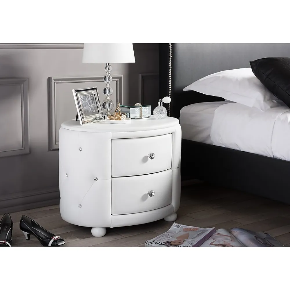 Storage Cabinets*Baxton Studio Davina 19.31" High 2-Drawer Nightstand, White (122-6755-HiT)