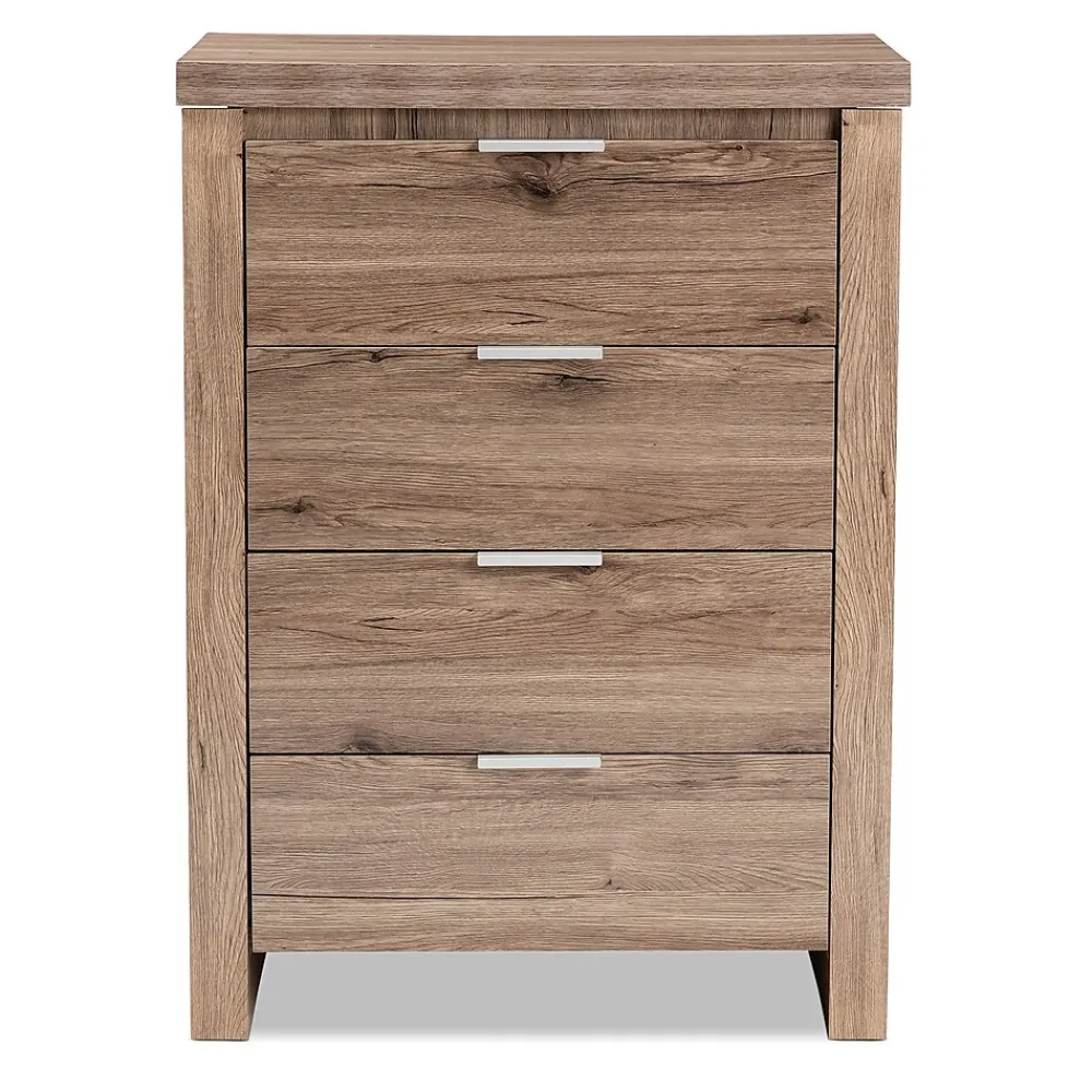 Storage Cabinets*Baxton Studio Laverne 38.19" High 4-Drawer Chest, Oak Brown (146-8296-HiT)