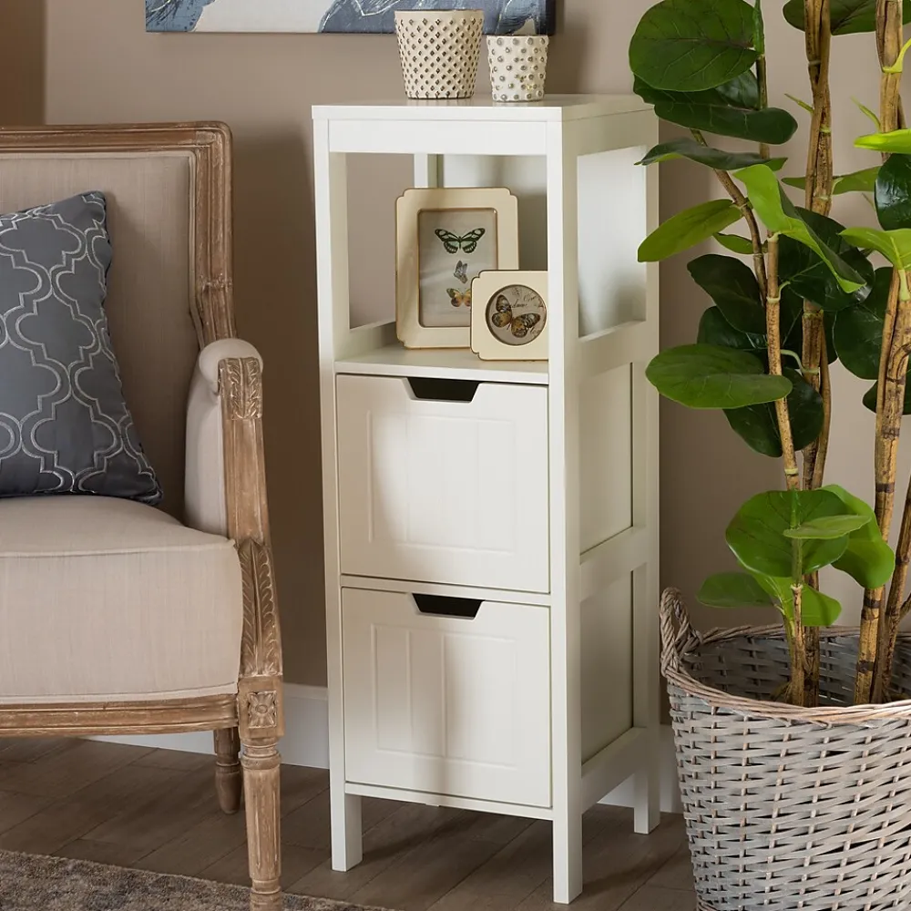 Storage Cabinets*Baxton Studio Reuben 35.04" High 1-Shelf Storage Cabinet, White (163-10299-HiT)