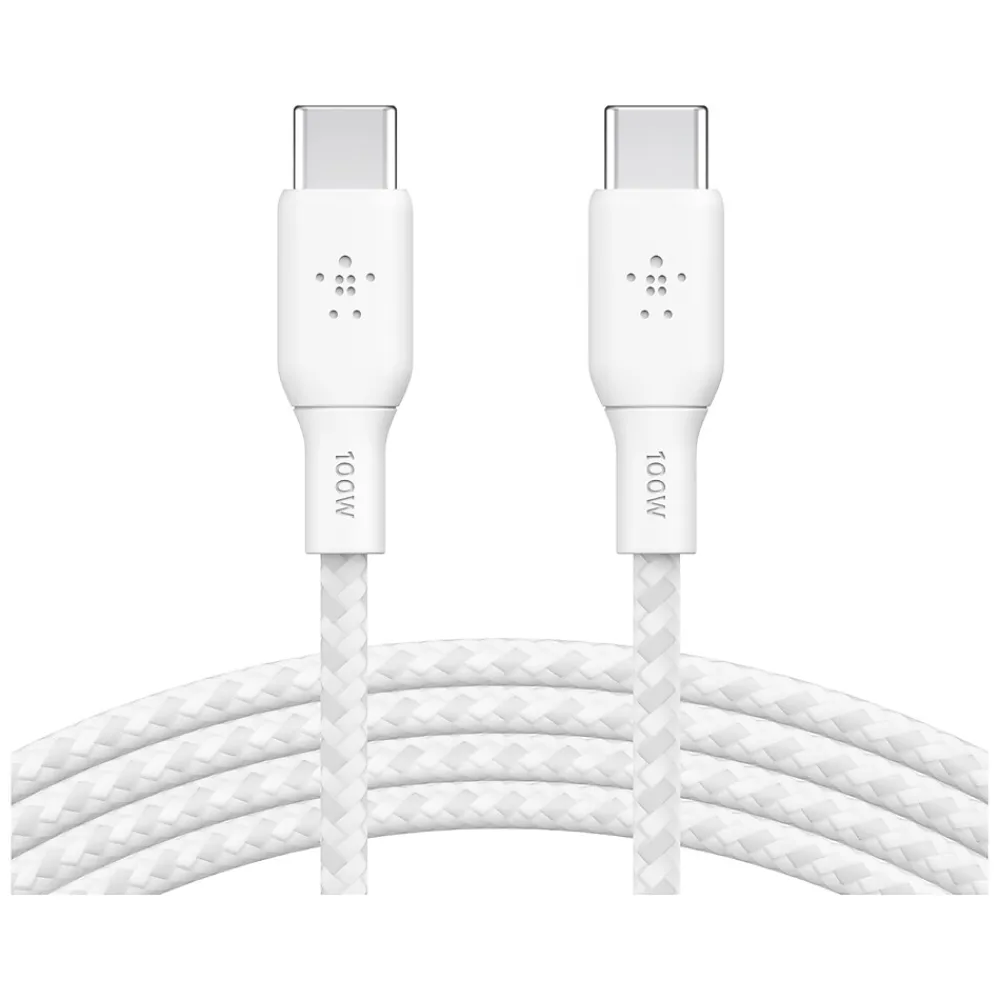 BoostCharge USB Type-C to USB Type-C Charging Cable, 6.6 ft., White, 2/Pack (CAB014bt2MWH2PK)<Belkin