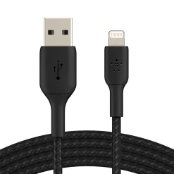Belkin Lightning to USB-A Boost Charge Braided Cable, 6.6', MFi-Certified, Black