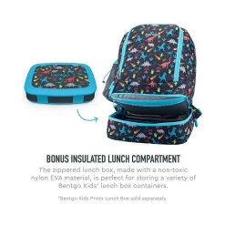 Kids Prints Dinosaur Backpack with Lunch Box, Multicolor (BGBKPAK-DNO)<bentgo Best