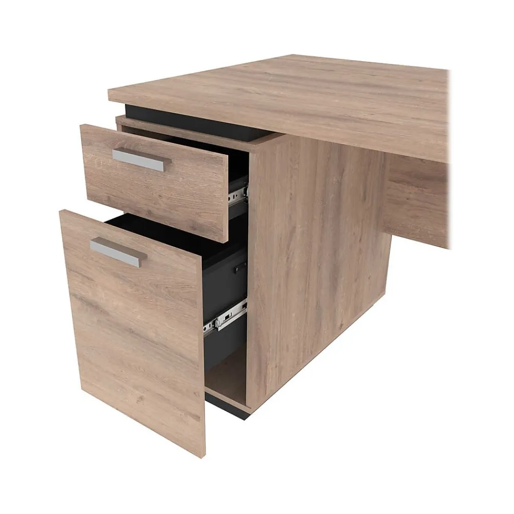 Office Desks*bestar Aquarius 66" Desk with Single Pedestal, Rustic Brown/Graphite (114400-000009)