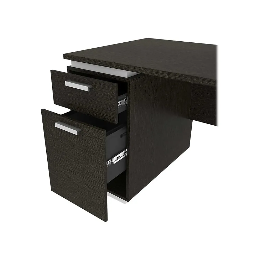 Office Desks*bestar Aquarius 66" Pedestal Desk, Deep Grey/White (114400-000032)