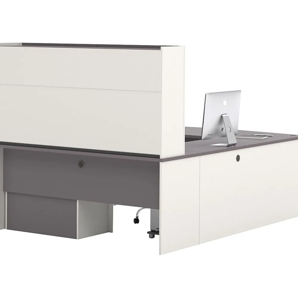 Office Desks*bestar Connexion Collection 71" U-Shaped Desk with Oversize Pedestal and Hutch, Sandstone/Slate (93863-59)