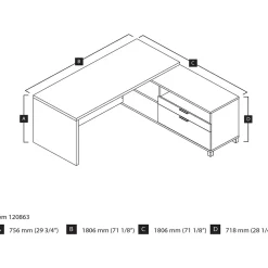 L-Desks*bestar Pro-Linea L-Desk, White (120863-17)