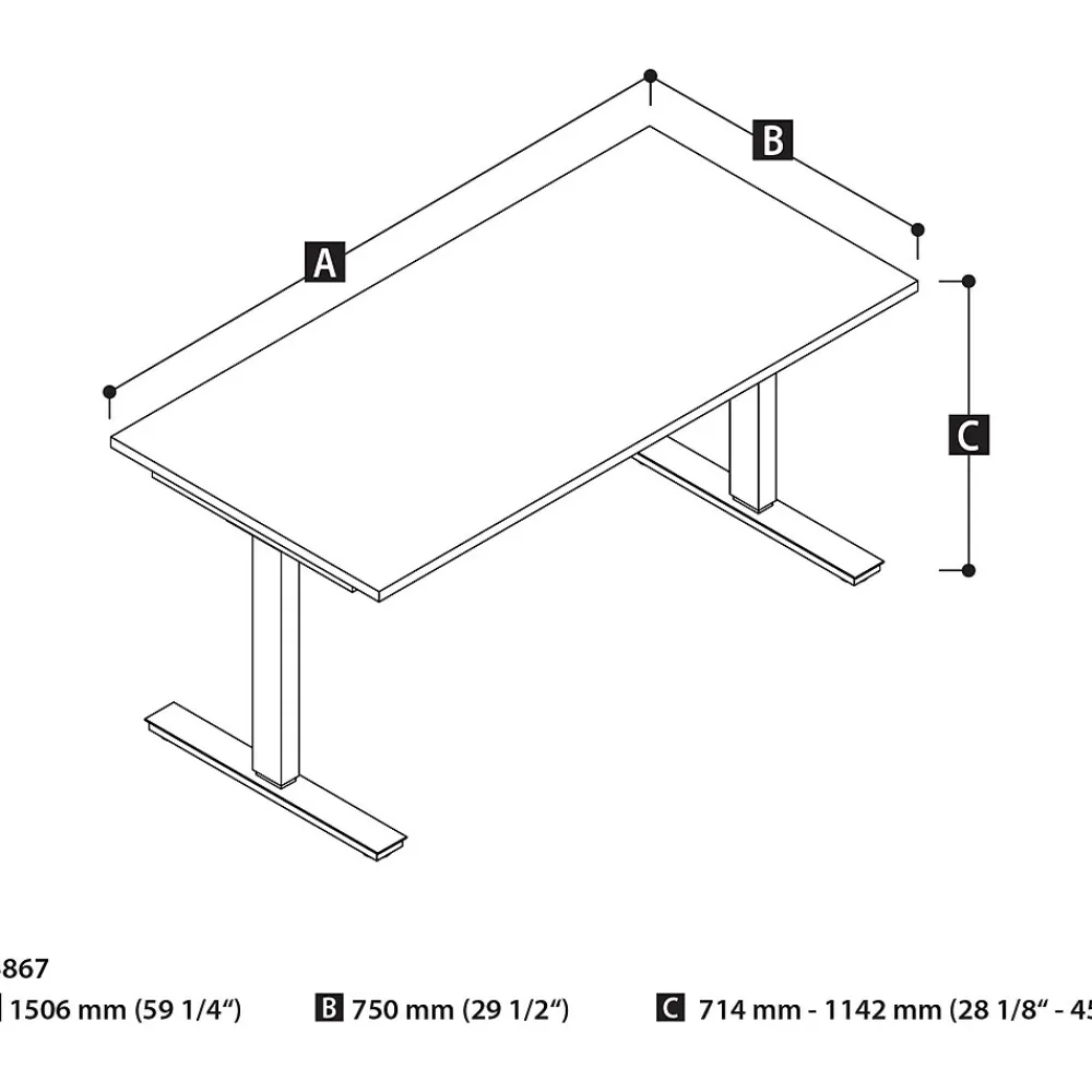 Standing Desks*bestar Universel 60"W Electric Height Adjustable Desk, Northern Maple (65867-38)