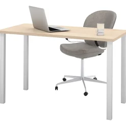 Office Desks*bestar 48"W Table Desk with Square Metal Legs, Northern Maple (65855-38)