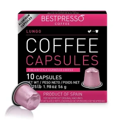 Bestpresso Lungo Blend Coffee Nespresso Original Pods, Dark Roast, 10/Box (BST10425)