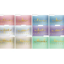 File Folders|Better Office Gold Foil Positive Thoughts Heavyweight File Folders, 1/3-Cut Tab, Letter Size, Assorted Colors, 12/Pack