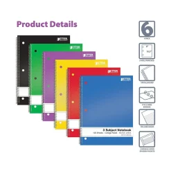 Subject Notebooks|Better Office 3-Subject Notebooks, 8