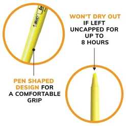 Highlighters|BIC Brite Liner Stick Highlighter, Chisel Tip, Yellow, 24/Pack (BL241YEL)
