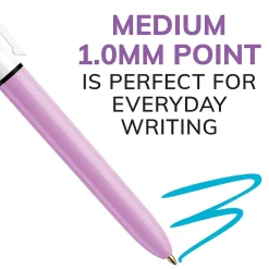 Pens|BIC 4-Color Ballpoint Retractable Pen, Medium Point, Assorted Ink, 2/Pk (AMP21AST)