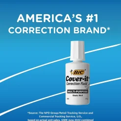 Correction & White-Out|BIC Cover-it Correction Fluid, White (50367/WOC12-WHI)