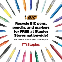 Pens|BIC Round Stic Xtra-Life Ballpoint Pens, Medium Point, 1.0mm, Black Ink, 60/Pack (GSM609-BLK)