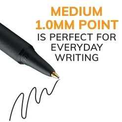 Pens|BIC Soft Feel Retractable Ballpoint Pen, Medium Point, Black Ink, 36/Pack (SCSM361BLK)