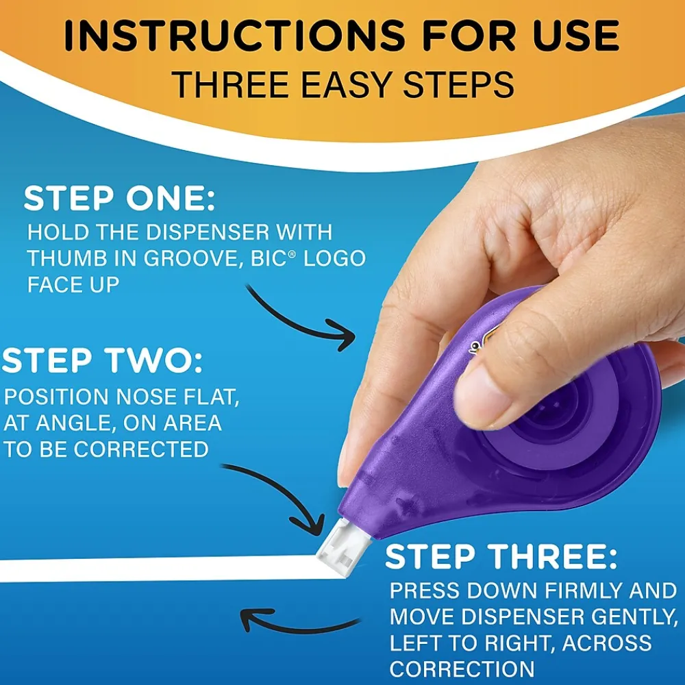 Correction & White-Out|BIC Wite-Out EZ Correct Correction Tape, White (50523/WOTAPP1)