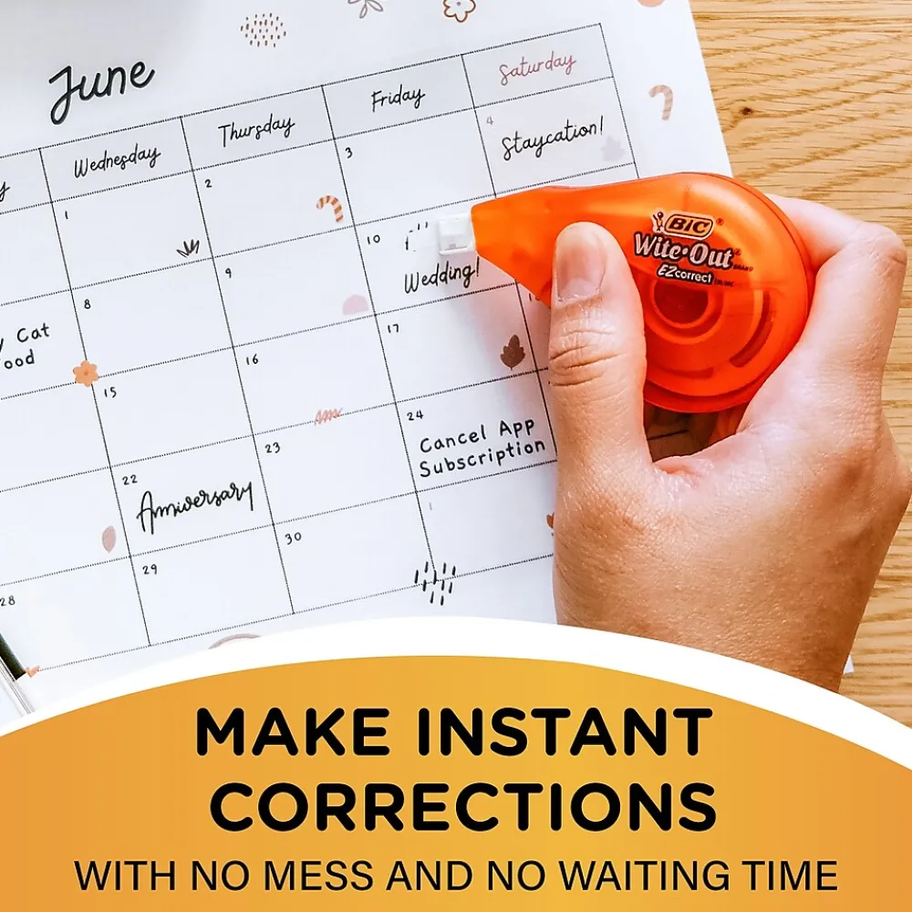 Correction & White-Out|BIC Wite-Out EZ Correct Correction Tape, White (50523/WOTAPP1)