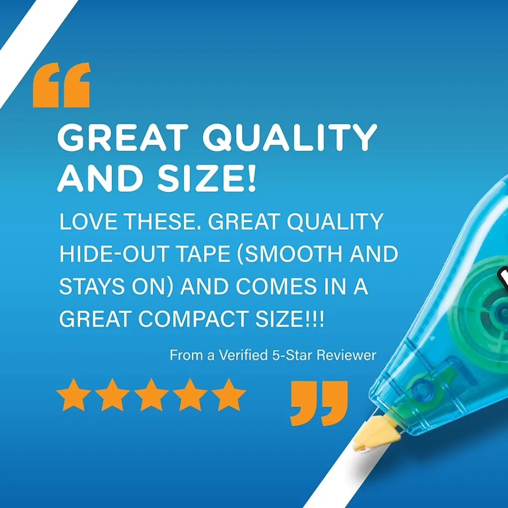 Correction & White-Out|BIC Wite-Out Mini Correction Tape, White, 3/Pack (WOTMP31-WHI)