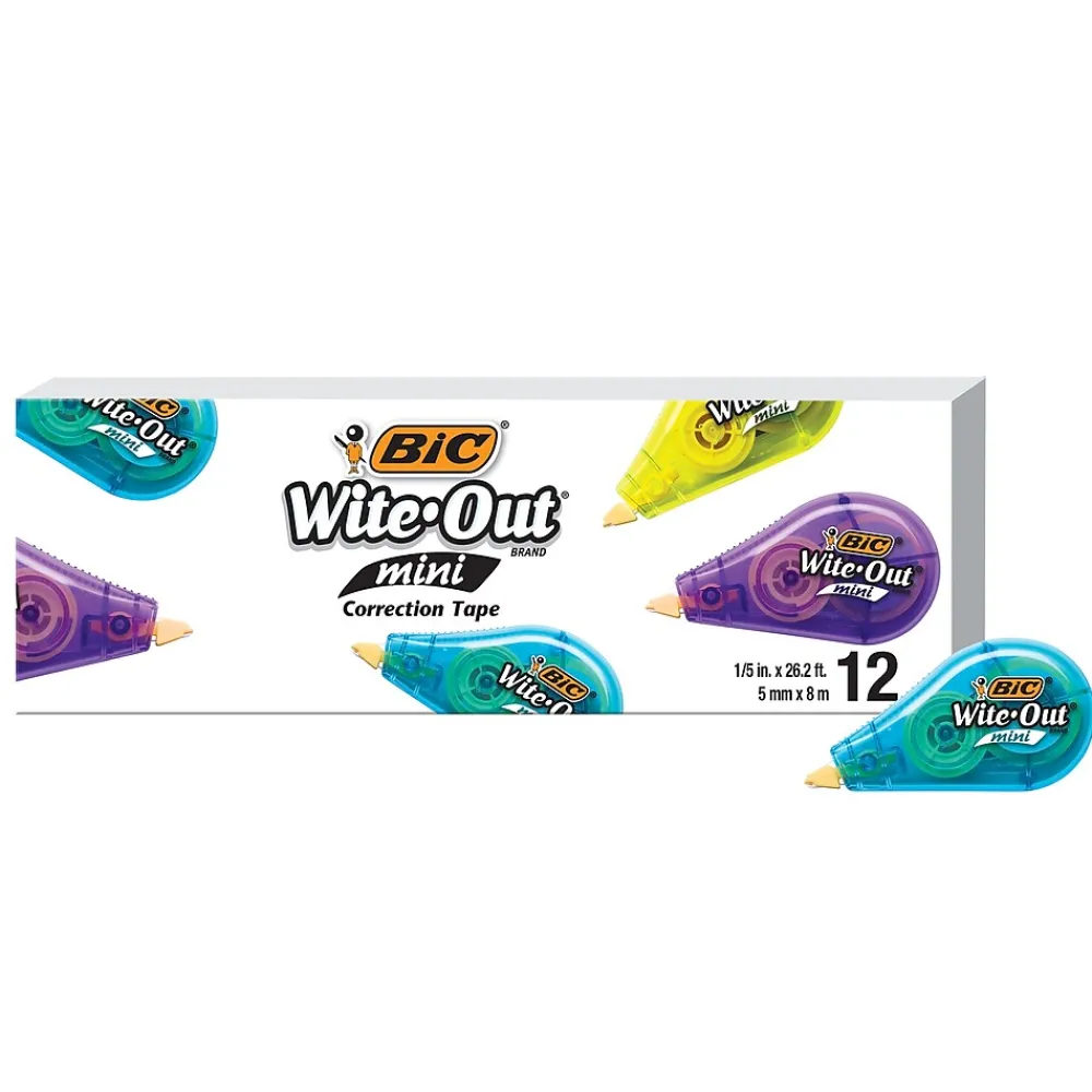 Correction & White-Out|BIC Wite-Out Mini Correction Tape, White, Dozen (WOTM11-WHI)