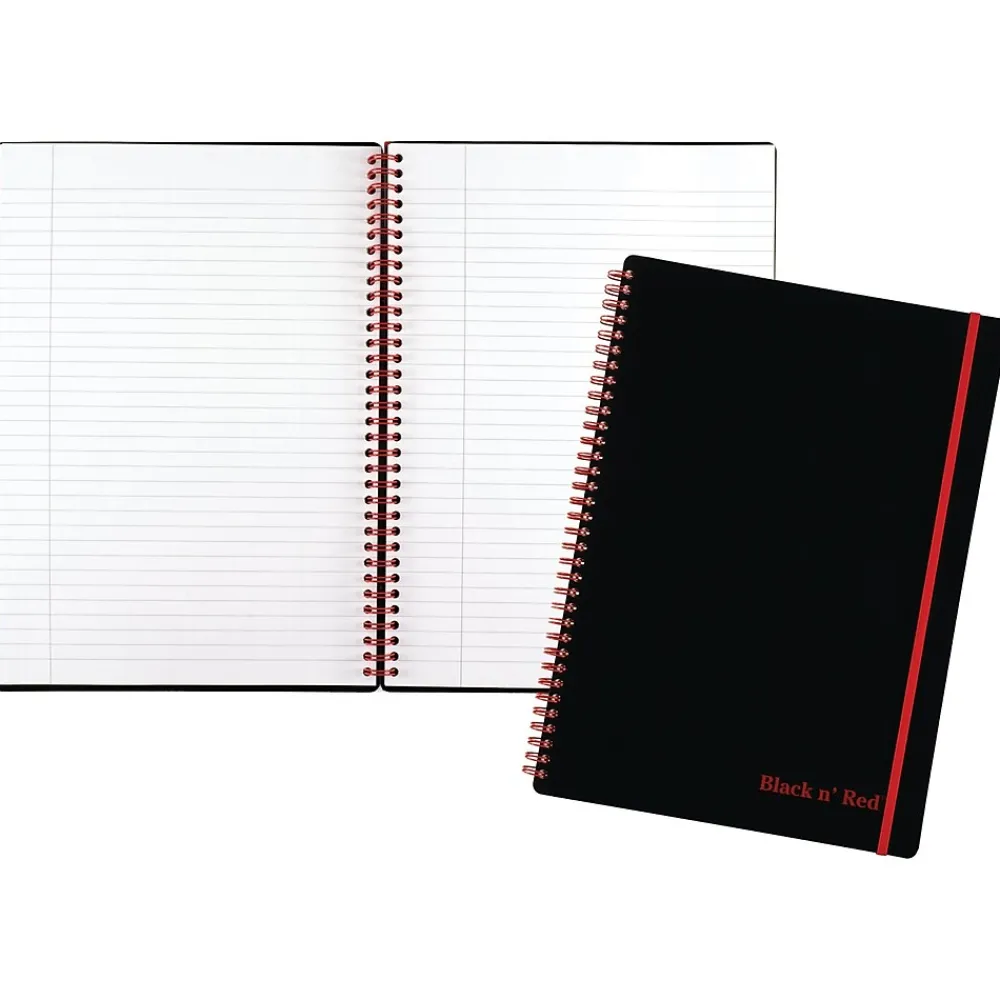 Subject Notebooks|Black N' Red Professional 1-Subject Professional Notebook, 8.25" x 11.75", Wide Ruled, 70 Sheets, Black (JDK-E67008)