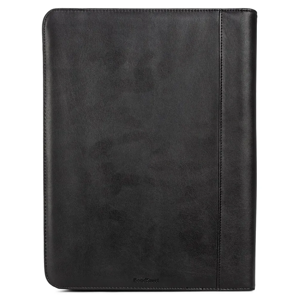 Faux Leather Padfolio with Zipper Closure, Black (WRC5043BS-Black)<Bond Street Outlet