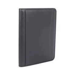 Faux Leather Padfolio with Zipper Closure, Black (WRC1512BS-BLACK)<Bond Street Sale