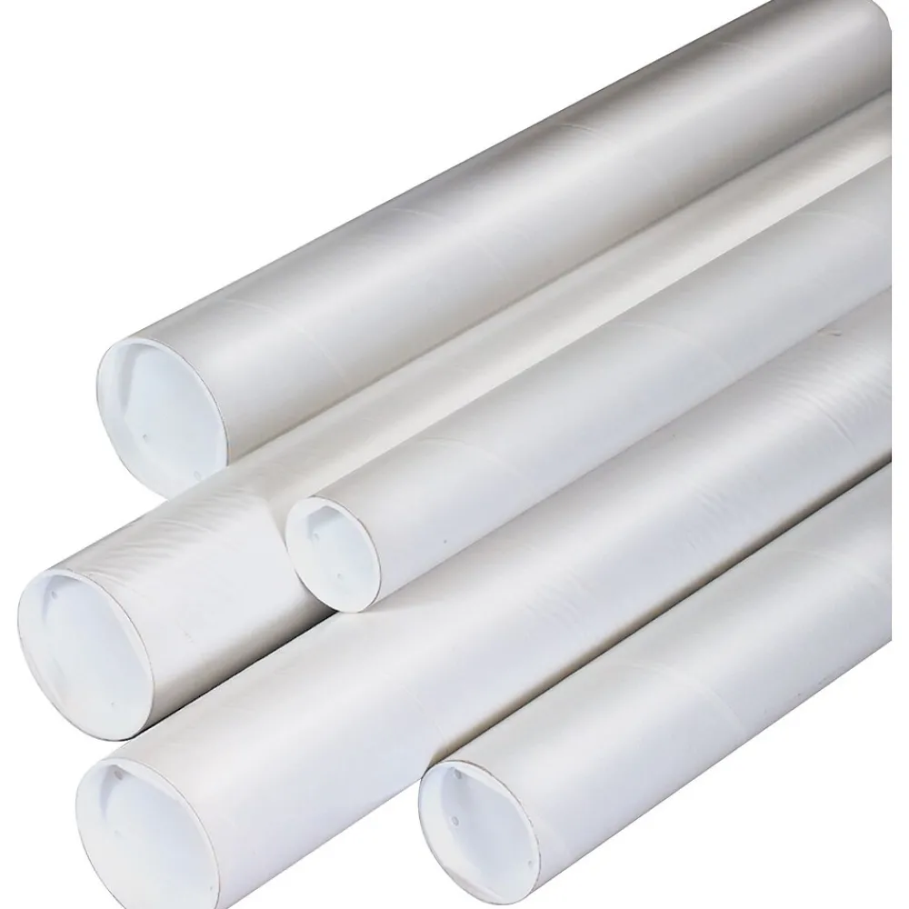 Sale Partners Brand Box Partners White Mailing Tubes, 4" x 18", 15/Case